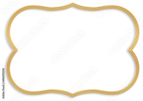 Gold Artistic Triple Frame border with shadow - 3D rendering