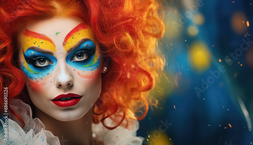 Portrait of a female clown, concept carnival