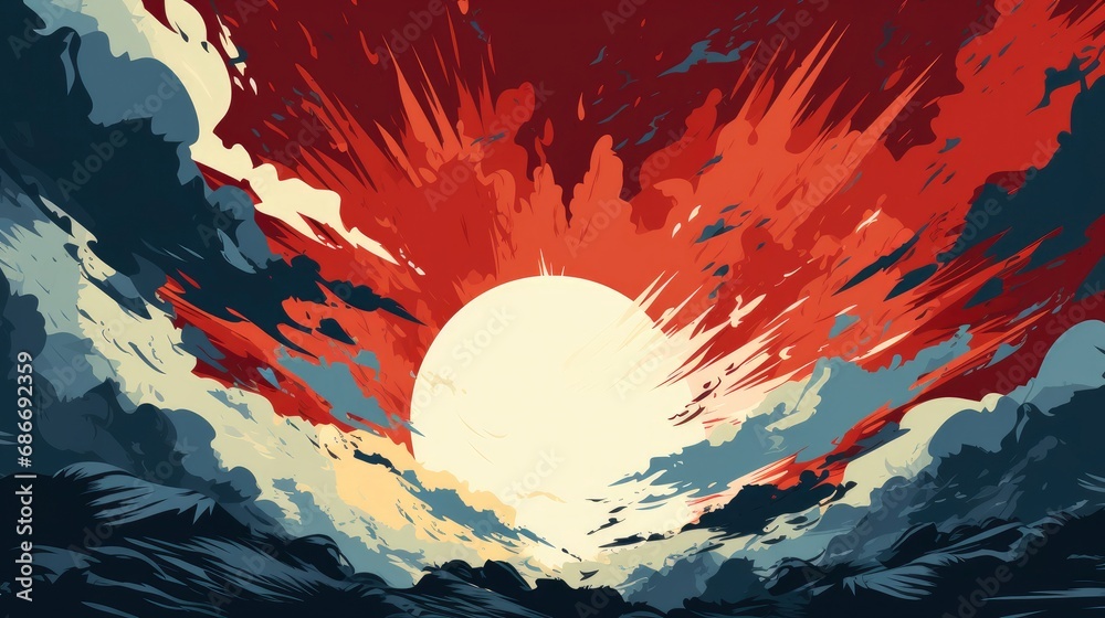 Red Grunge Background Sunburst, Comic background, Background Banner