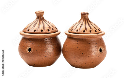Handcrafted Garlic Keepers in Clay Pottery Isolated on Transparent Background PNG.