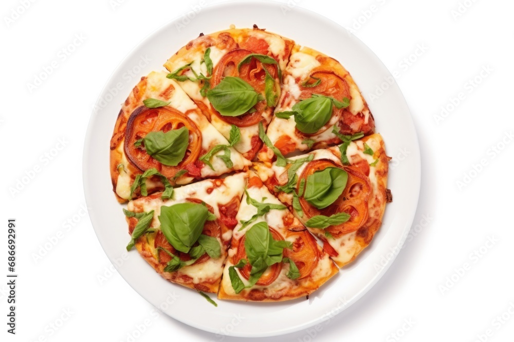 Tasty Pizza on the White Plate Fast food Background ai generated