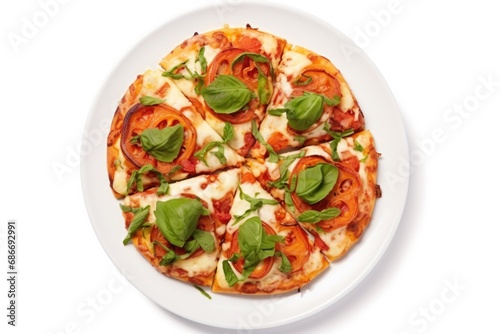 Tasty Pizza on the White Plate Fast food Background ai generated