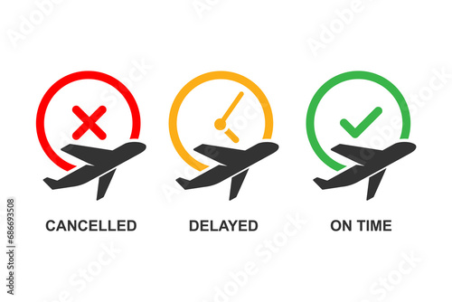 Flight Status icons isolated on background