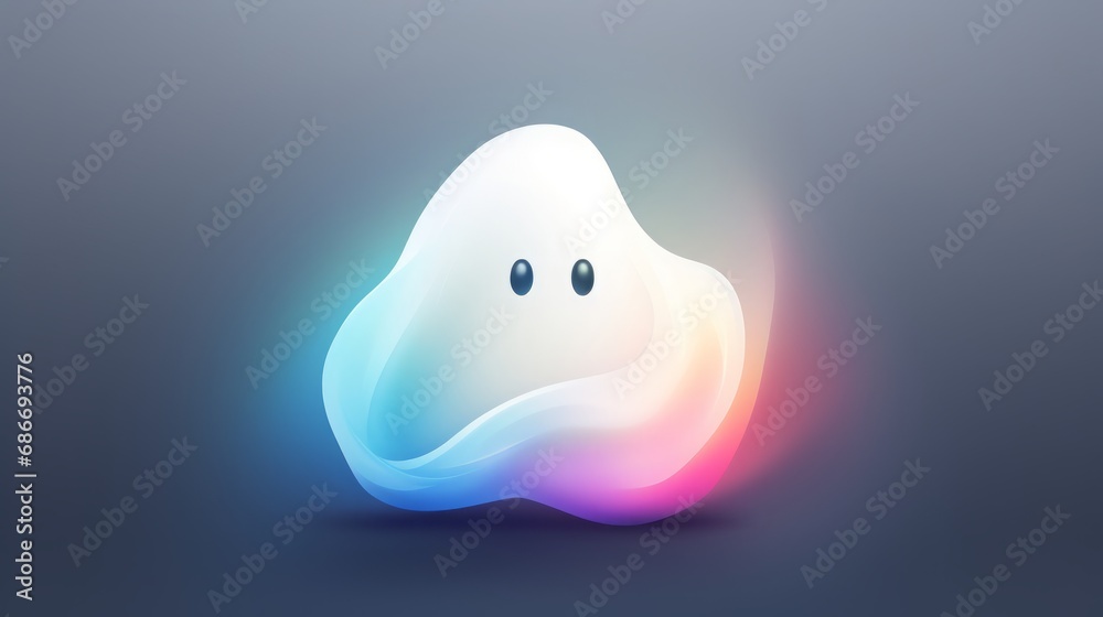 subtle logo, white ghost, cute, magic, copy space, 16:9 subtle logo, white ghost, cute, magic, copy space, 16:9