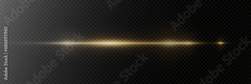 A beam of light flashed, a horizontal flare on the line. On a transparent background.