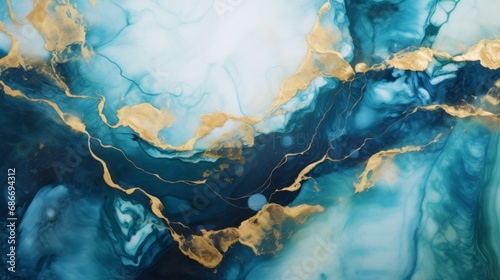 abstract golden blue jade wallpaper, copy space, 16:9