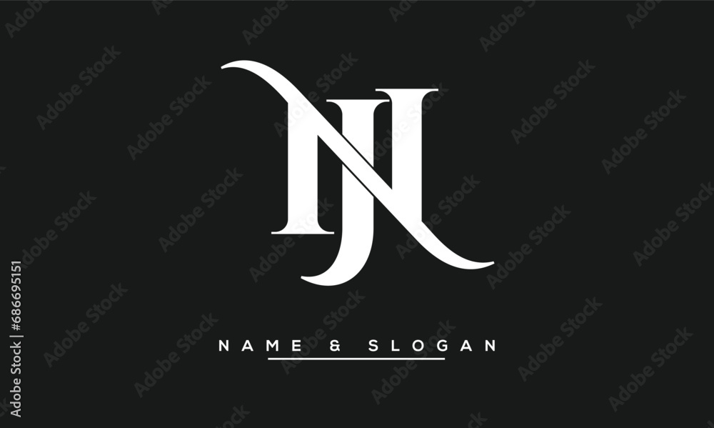 NJ, JN, N, J Abstract Letters Logo Monogram NJ, JN, N, J Abstract Letters Logo Monogram