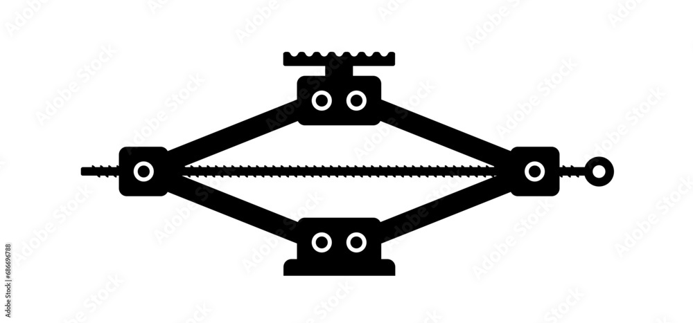 Cartoon car jack or jack-screw icon. scissor jack shot or jack screw stand sign. drawing car lifter. Black floor lift jack logo. jacked the auto, Cars accessories. Repair, service equipment. Cartoon car jack or jack-screw icon. scissor jack shot or jack screw stand sign. drawing car lifter. Black floor lift jack logo. jacked the auto, Cars accessories. Repair, service equipment.