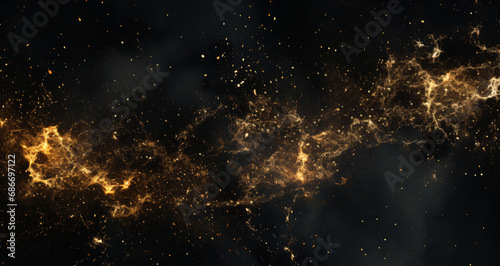 background space, galaxy, stars, abstract black and golden curves, gold, luxury photo