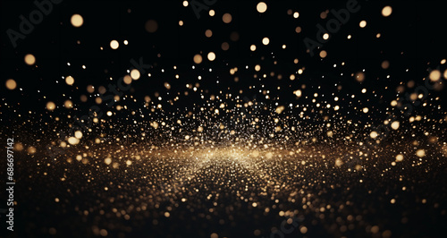 Photographie black and gold background with glitter bokeh effect, blue and gold, luxury, part