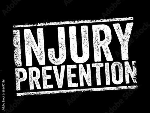 Injury Prevention text stamp, concept background