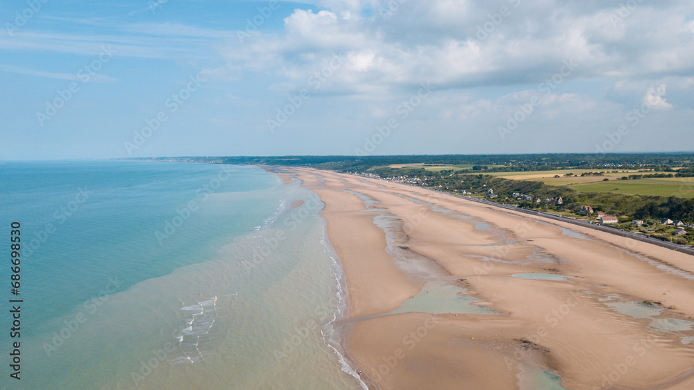 Photo aérienne par drone des plages du débarquement en normandie