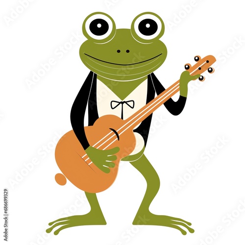 a cartoon frog playing a guitar