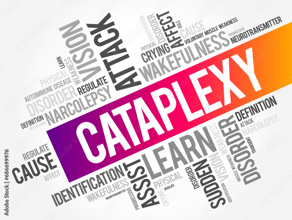 Cataplexy is a sudden muscle weakness that occurs while a person is awake, word cloud concept background