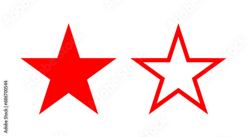 Red star shape flat icons set vector. Collection of stars logo illustration isolated on white background. photo