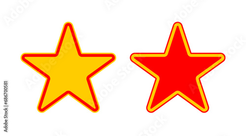Yellow gold and red star shape flat icons set vector. Collection of stars logo illustration isolated on white background.