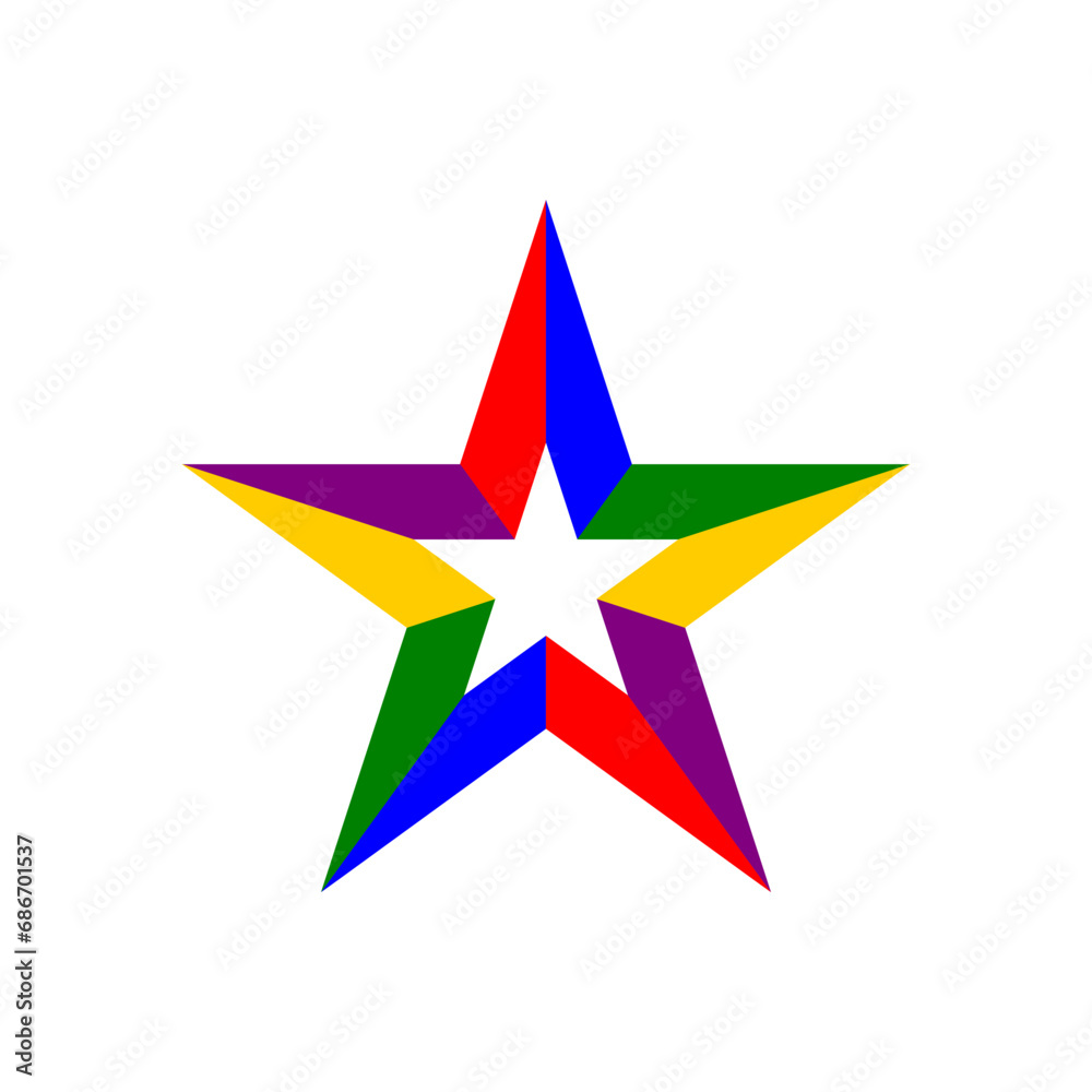 Obraz premium Multicolored 3d star award icon vector. Christmas star shape logo illustration isolated on white background.