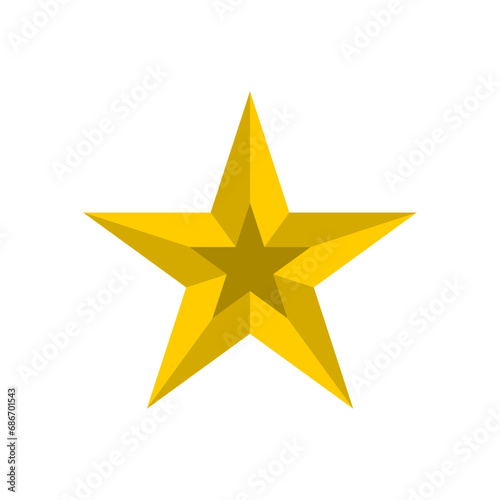 Yellow gold Christmas star icon illustration vector. 3d star shape logo isolated on white background.