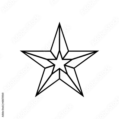 Black 3d star award line icon illustration vector. Christmas star shape logo isolated on white background.