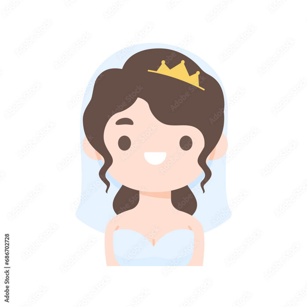 Cartoon bride wearing a white dress at the wedding ceremony Cartoon bride wearing a white dress at the wedding ceremony