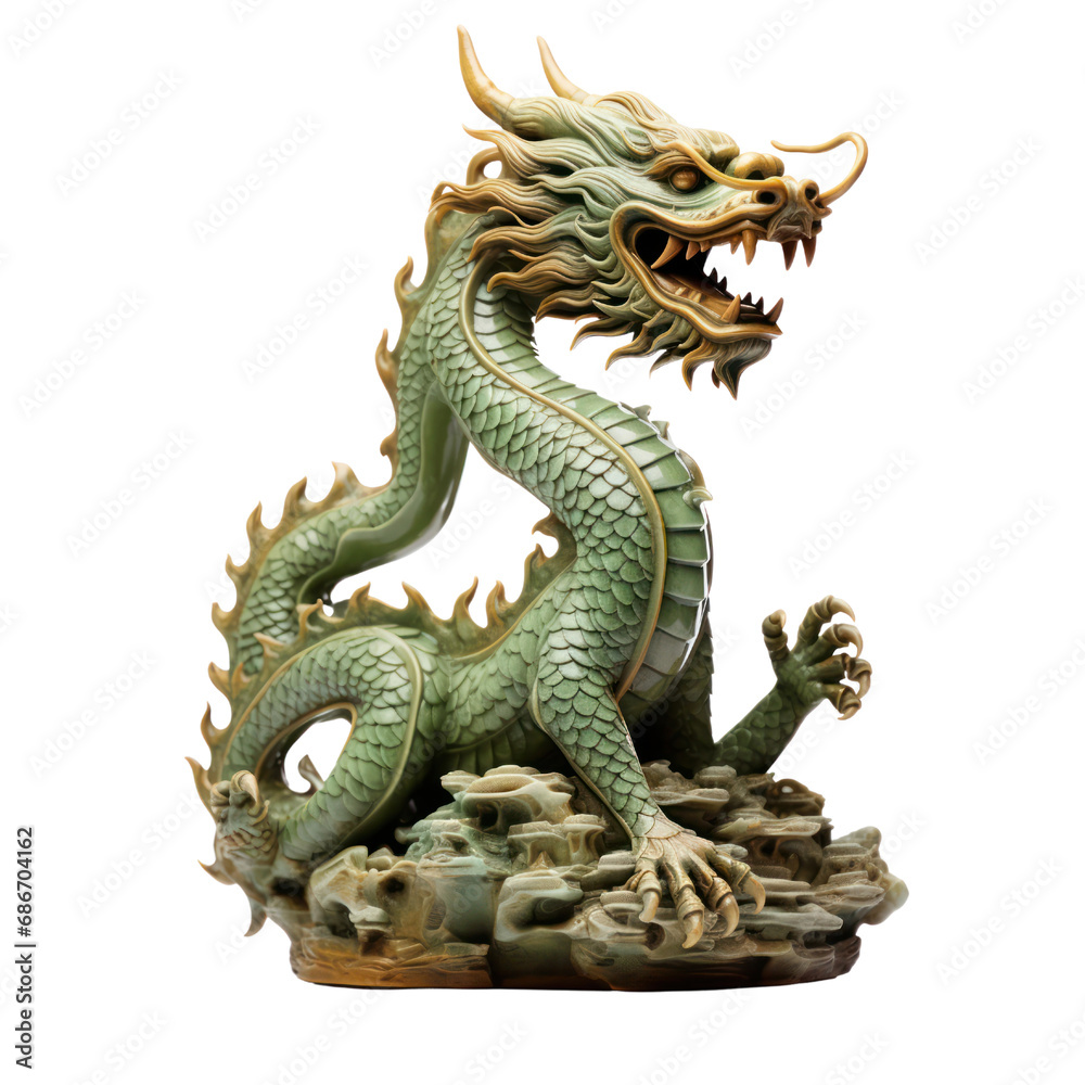 Jade carved dragon. isolated on transparent background. chinese lunar new year zodiac