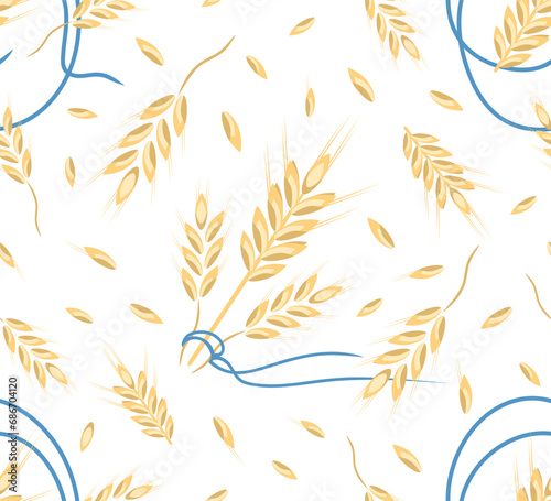 Vector seamless pattern of ears of wheat. Agriculture for the production of flour and bread. Design for printing on textiles, fabric, paper, packaging.