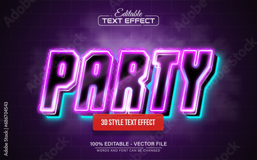 Party purple neon 3d text effect editable