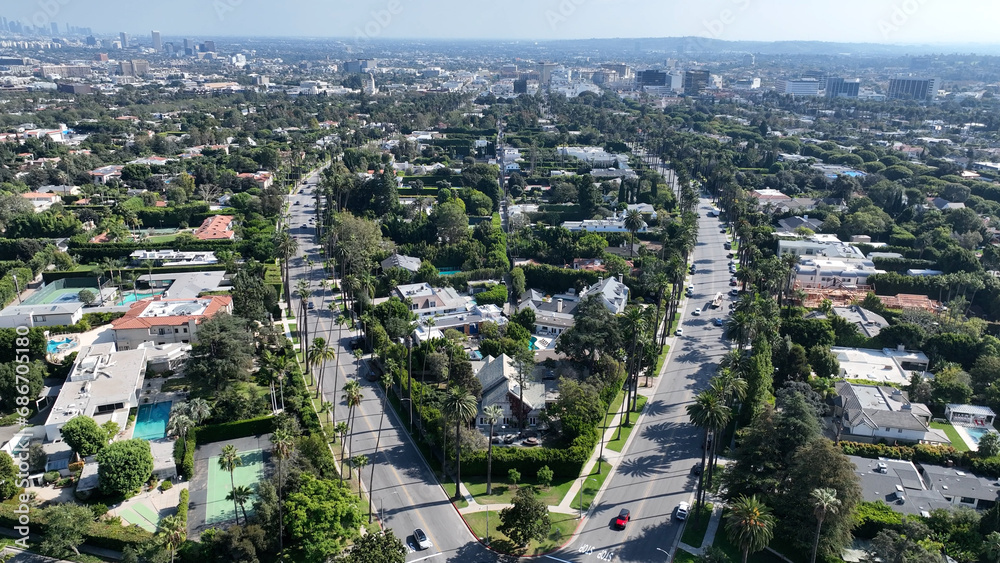 Beverly Hills At Los Angeles In California United States. Famous Luxury Neighborhood. Downtown Cityscape. Beverly Hills At Los Angeles In California United States. 