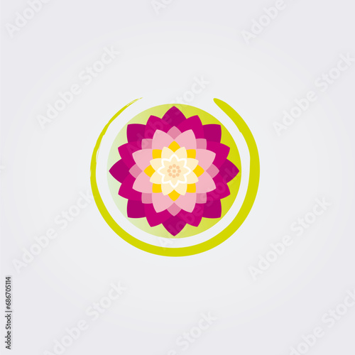 Icone Fleur de Lotus Plante Asie Jardin Zen, Nénuphar pour Design Logos