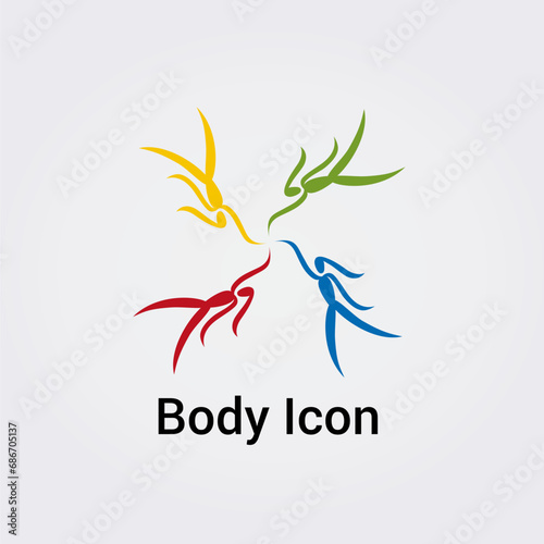 Illustration Corps Silhouette isolée Icône Illustration Couleurs graphique Symbole Nature, Sports et Fitness Solidarité Amour Aide, Logo pour entreprise