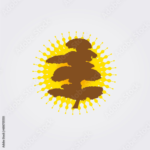 Icone Arbre Topiaire Taille Jardin Zen Asie Plante Arbuste Bonsaï pour Design Logos