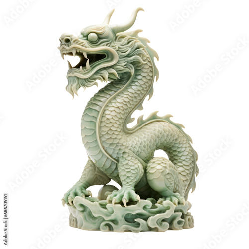 green jade chinese dragon sculpture isolated on transparent background. chinese lunar new year zodiac animal