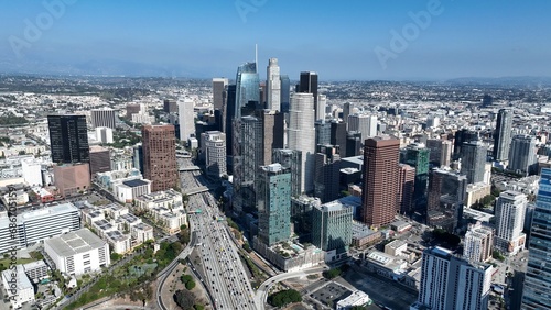 Corporate Buildings At Los Angeles In California United States. Corporate Buildings Scenery. Skyscrapers Background. Corporate Buildings At Los Angeles In California United States. 