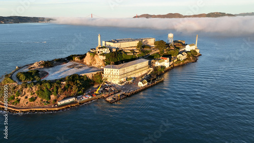 Fototapeta Naklejka Na Ścianę i Meble -  Alcatraz Island At San Francisco In California United States. Nature Island Prison. Tourism Landmark. Alcatraz Island At San Francisco In California United States. 