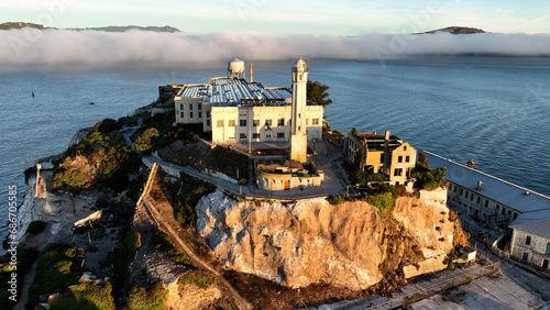Alcatraz Island At San Francisco In California United States. Nature Island Prison. Tourism Landmark. Alcatraz Island At San Francisco In California United States. 