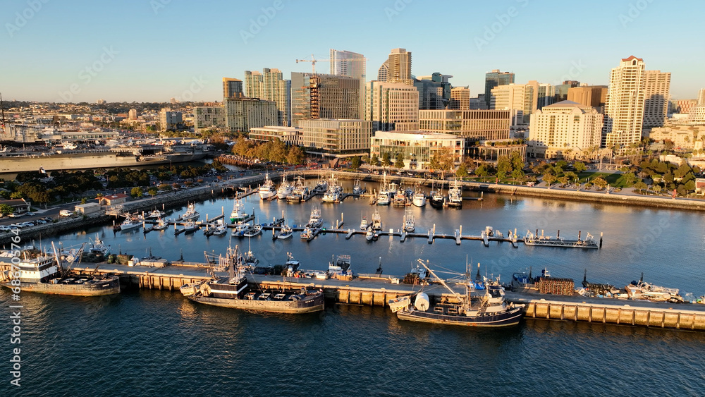 Downtown City At San Diego In California United States. Scenic Downtown Cityscape. Urban Coastal. Downtown City At San Diego In California United States. 