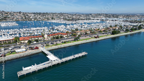 Shelter Island At San Diego In California United States. Coast City Landscape. Seascape Beach. Shelter Island At San Diego In California United States.  © ByDroneVideos