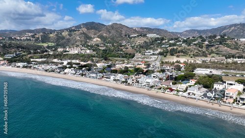 Malibu At Los Angeles In California United States. Coast City Landscape. Beach Background. Malibu At Los Angeles In California United States. 