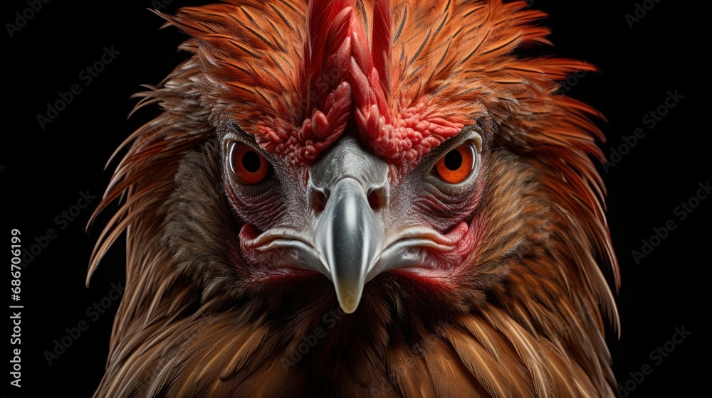Angry Rooster Face Front Side Portrait,  Background HD For Designer