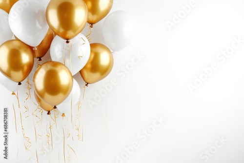 mock up white background Balloons on a white background with a ribbon
