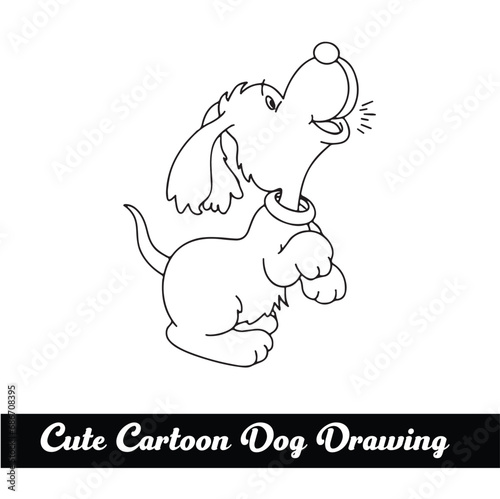 Cute Cartoon Dog Drawing Design Creative Concept: Whimsical Charm Unleashed