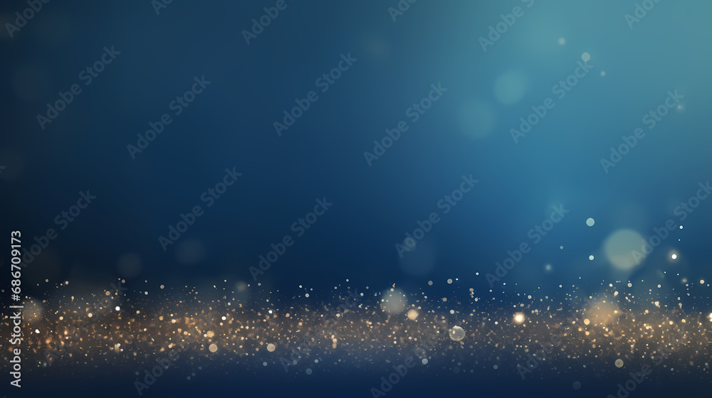 Fototapeta golden lights on blue background christmas card,bright decoration for merry xmas greeting message.Elegant holiday season christmas card.Copy type space for text or logo