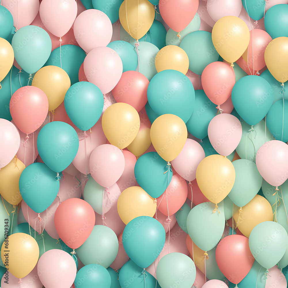 seamless pattern of pastel balloons