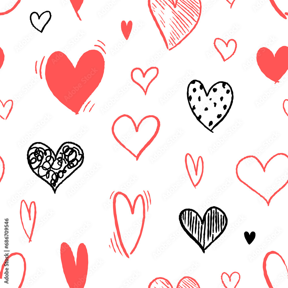 Heart pattern - seamless heart shape texture. Love pattern. PNG graphics with transparent background.