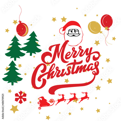 Marry Christmass Card Design with white background