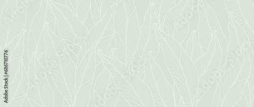 Tropical leaf wallpaper, luxury botanical nature leaf design, vector background with green banana leaf lines. Hand drawn, suitable for fabric design, print, cover, banner and invitations. 