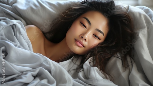 Sleepy Young Beautiful Asian Woman Wake, Background HD For Designer