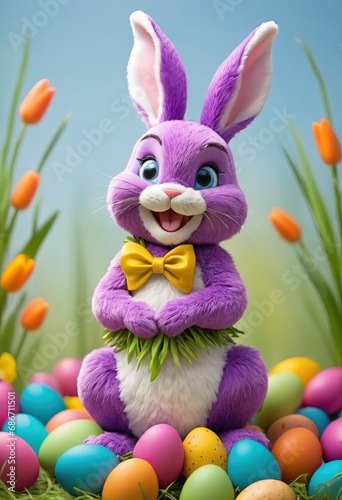 Cute cartoon happy Easter bunny