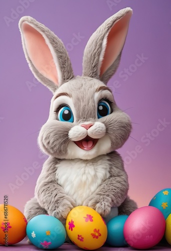 Cute cartoon happy Easter bunny