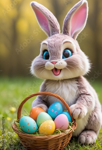 Cute cartoon happy Easter bunny